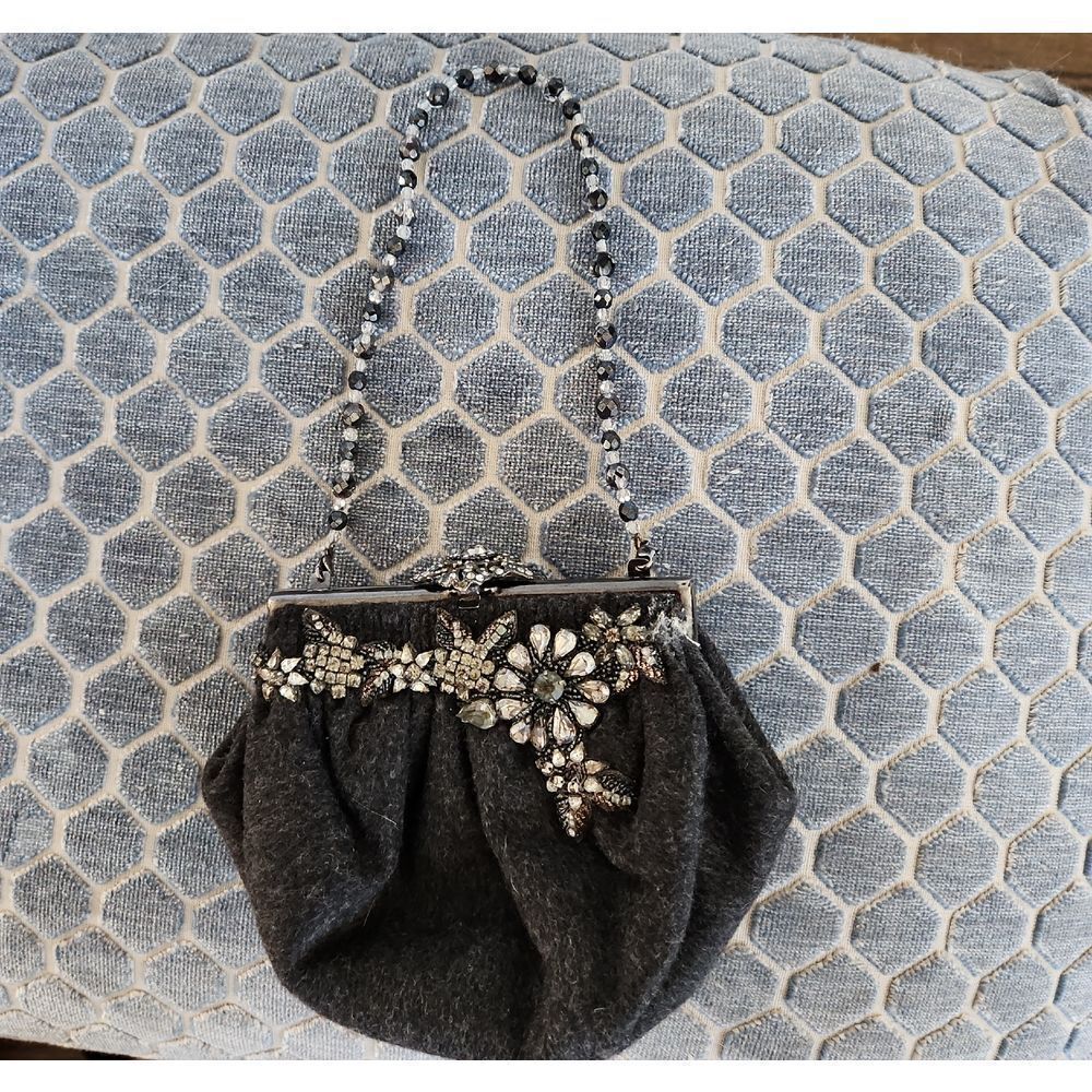 Chic Black Floral Embellished Clutch